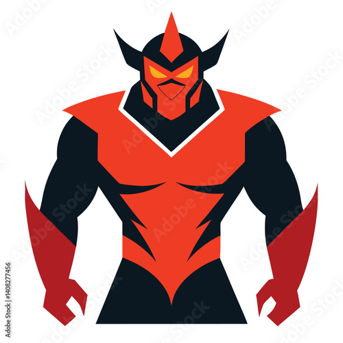 A cartoon devil icon with red bat wings, a symbol of evil and satanic horror