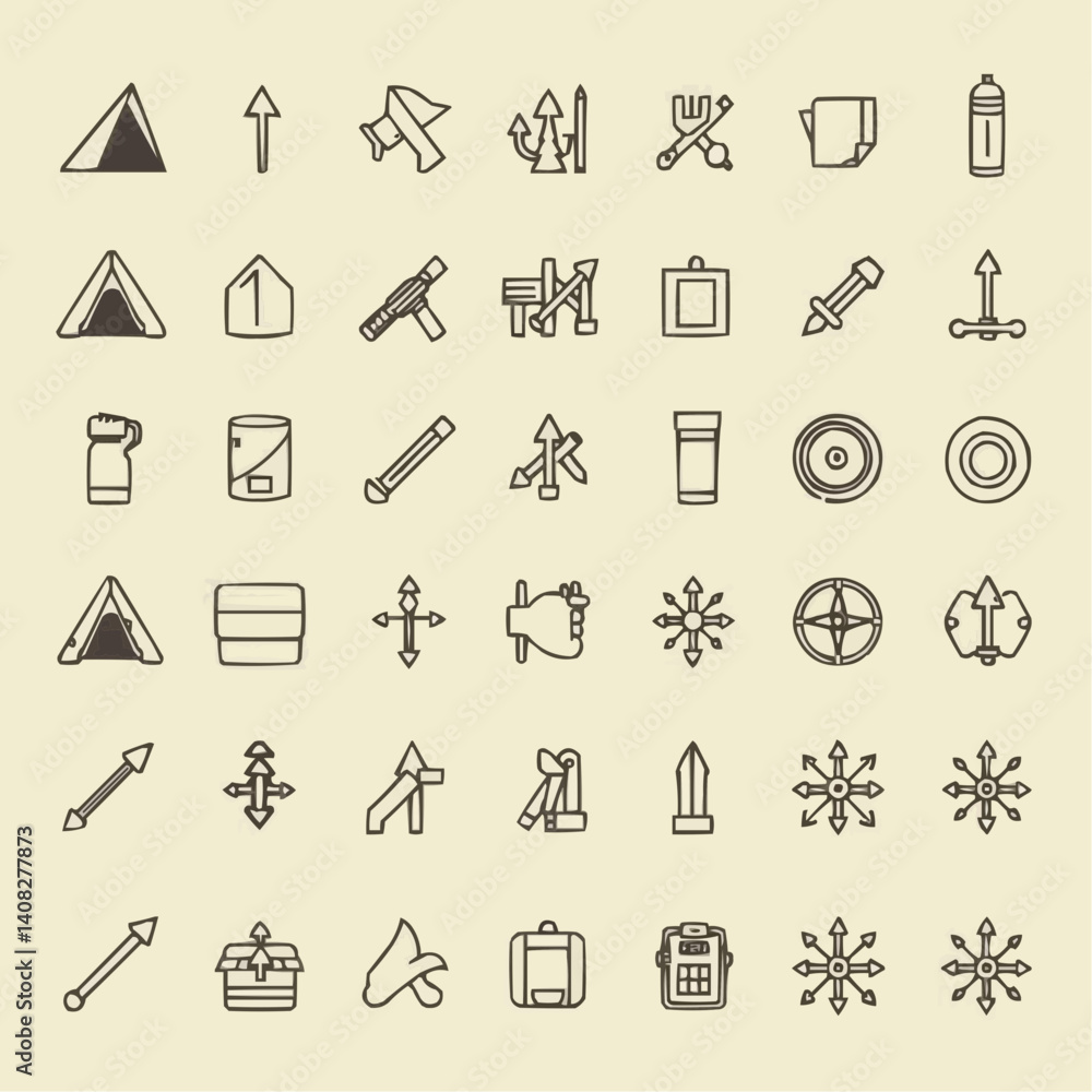 Minimalist Tool and Symbol Icon Set - Black and White Vector Graphics for Navigation, Construction, and Everyday Objects Minimalist Tool and Symbol Icon Set - Black and White Vector Graphics for Navigation, Construction, and Everyday Objects