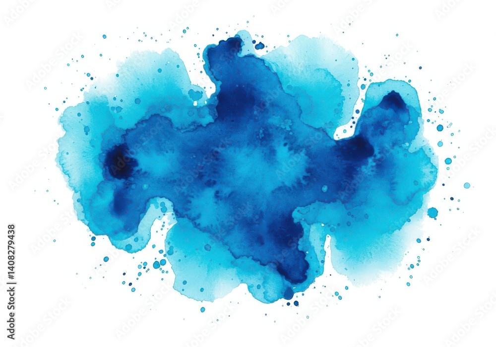 Obraz premium Watercolor blue splash abstract art design illustration isolated on white background