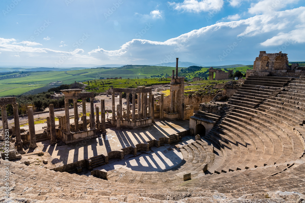 Ruins of Roman temples in Dougga, Tunisia