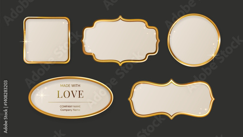 Frame Golden Gold Luxury Metal Royal 3d Border Shape Ramadan Holiday Islam Oriental Casino Ornament Label Set Traditional Invitation Emblem