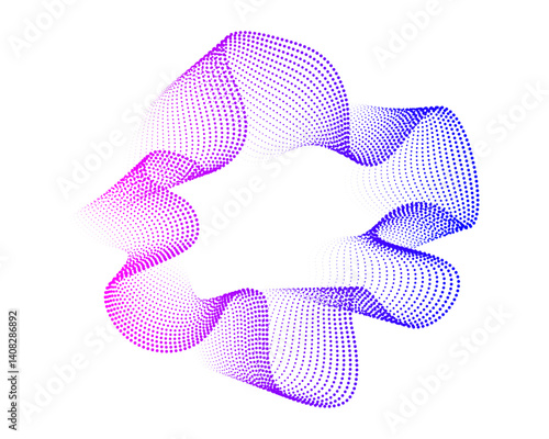 Set of multicolored neon sound dots waves. Sound curve , radial spectrum. Colorful template for music poster and banner. Vector radial spectrum.