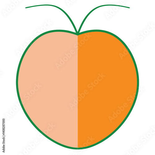 Peach Fruit Line Art Vector for Kids Hand Drawing and Learning – Simple Tropical Fruit Outline Illustration