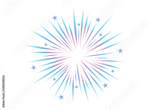 Comic blurred color lines with motion stars with radial focus for high energy effects. Graphic high speed explosion. Comic high speed beam, design for manga and anime graphics Vector.