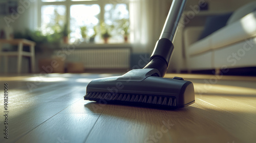Wallpaper Mural Vacuum cleaner on a sunlit wooden floor in a cozy room. Torontodigital.ca