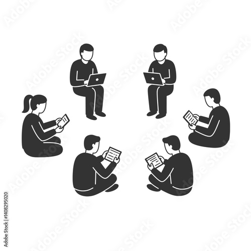 Multiplayer Mental Health Game Group Silhouette Vector