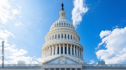 Majestic View of United States Capitol Building Under Clear Sky