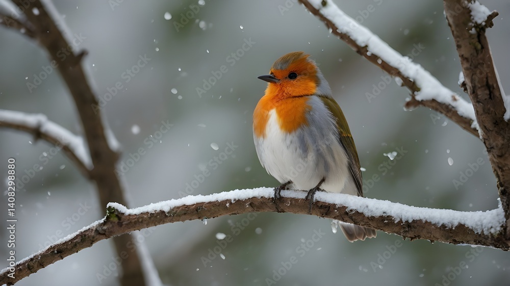 Fototapeta premium robin in snow