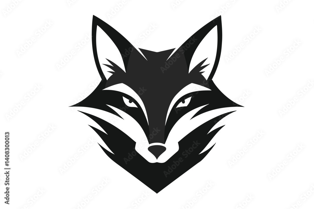Fototapeta premium Wolf Head Silhouette Black Vector Art Illustration