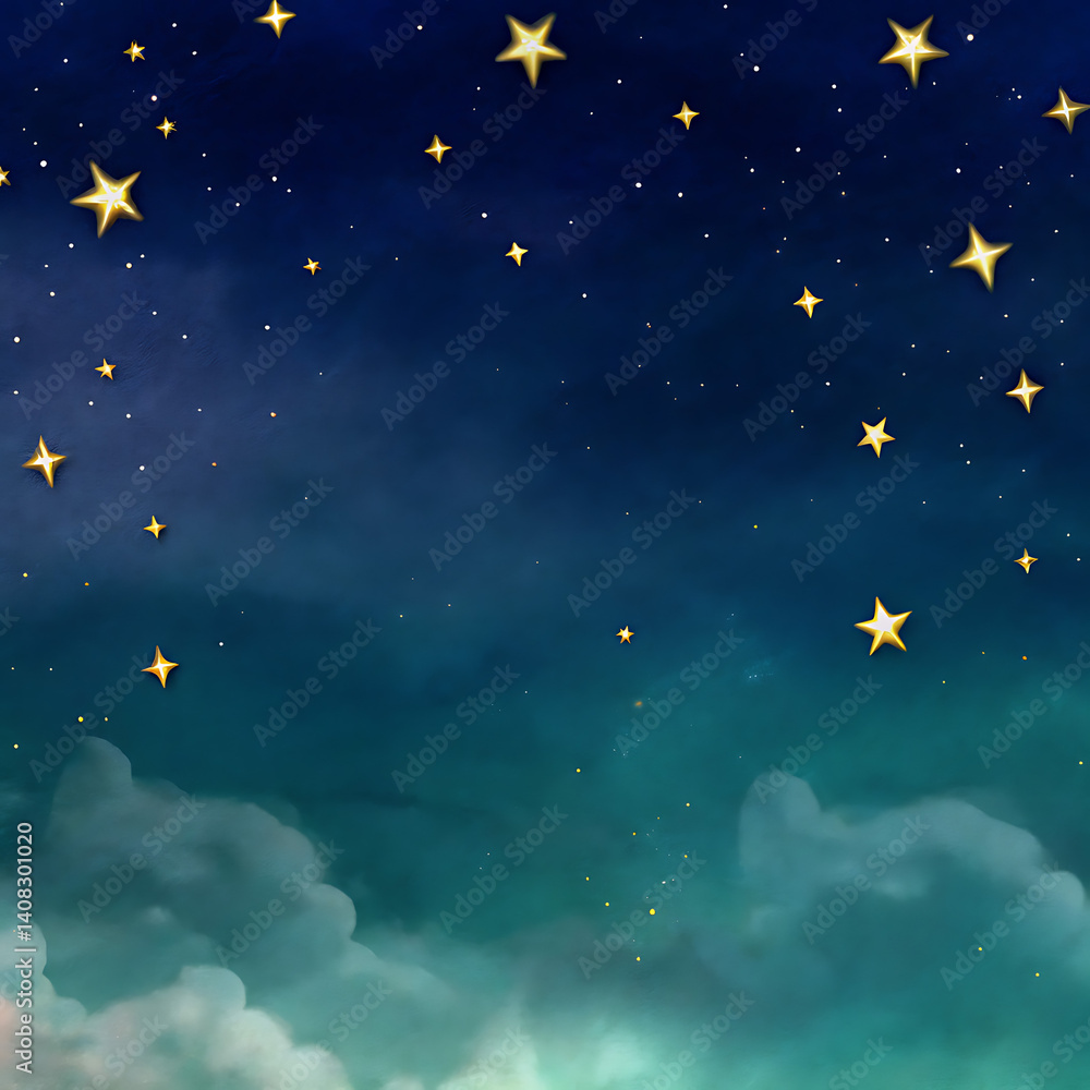 Enchanted Night: Dark Blue Frame with Sparkling Glitter Bokeh and Light Art Enchanted Night: Dark Blue Frame with Sparkling Glitter Bokeh and Light Art