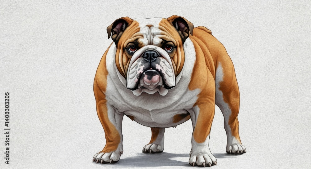 cartoon bulldog stands confidently with his paws wide apart cartoon bulldog stands confidently with his paws wide apart