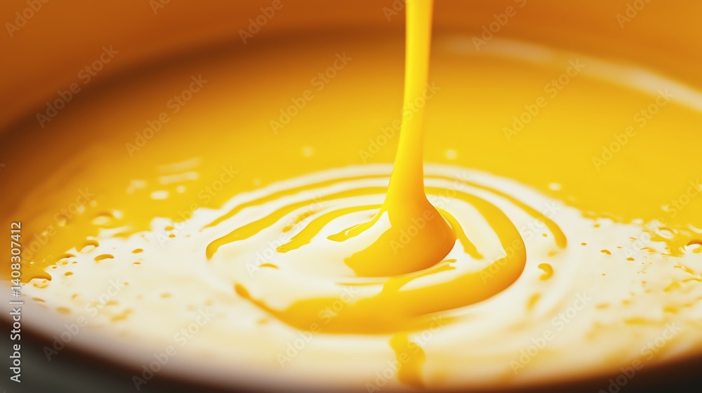 A close-up of golden honey dripping slowly. A close-up of golden honey dripping slowly.