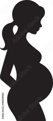 Silhouette Of Expectant Mother Woman Showing Pregnancy Phase And Body Shape