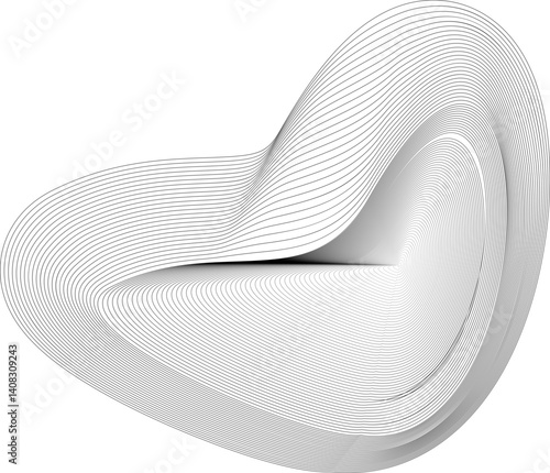 Organic abstract design composed of interlaced mesh lines curving into a fluid wave structure with geometric flow.