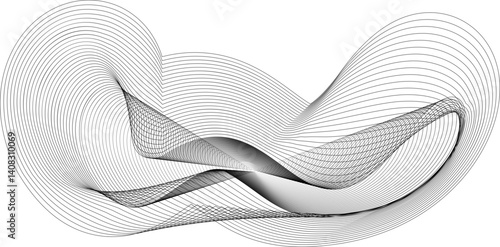 Mesh blend element created with smooth flowing curves forming an extended path-like organic shape.