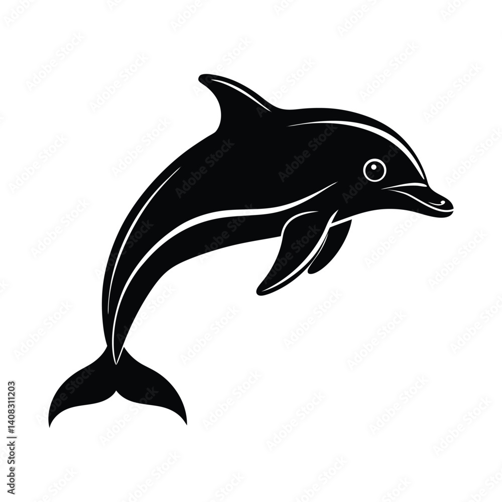 Fototapeta premium Black Elegant Dolphin Silhouette Vector Designs 