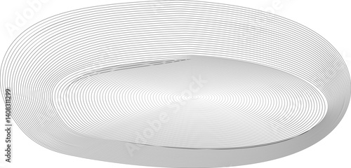 Elongated oval shape composed of layered mesh lines forming a symmetrical organic figure.