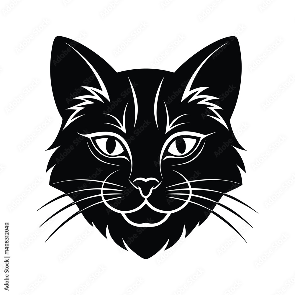 Cat head silhouette vector style with white background
Cat head silhouette vector style with white background