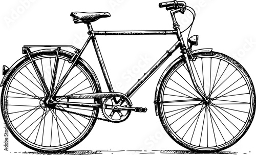 Vintage bicycle sketch illustration with detailed line work and classic design.
