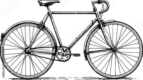 Vintage bicycle sketch illustration with detailed line work and classic design.
