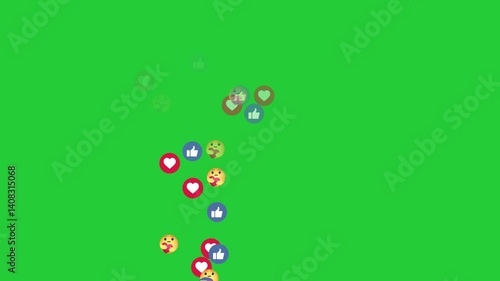 Floating animation of a love emoji icon for social media, isolated on a black background.