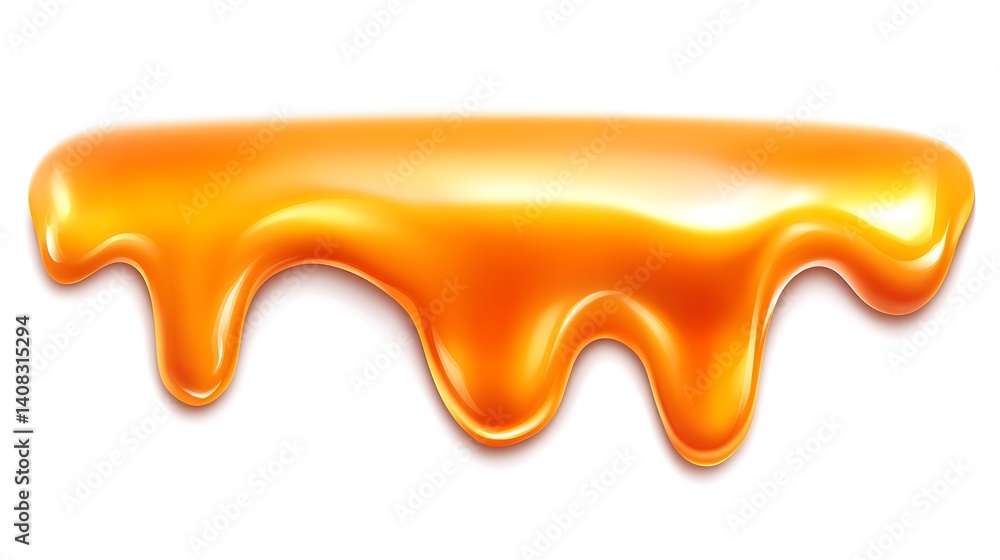 Naklejka premium Dripping caramel sauce against a white background.