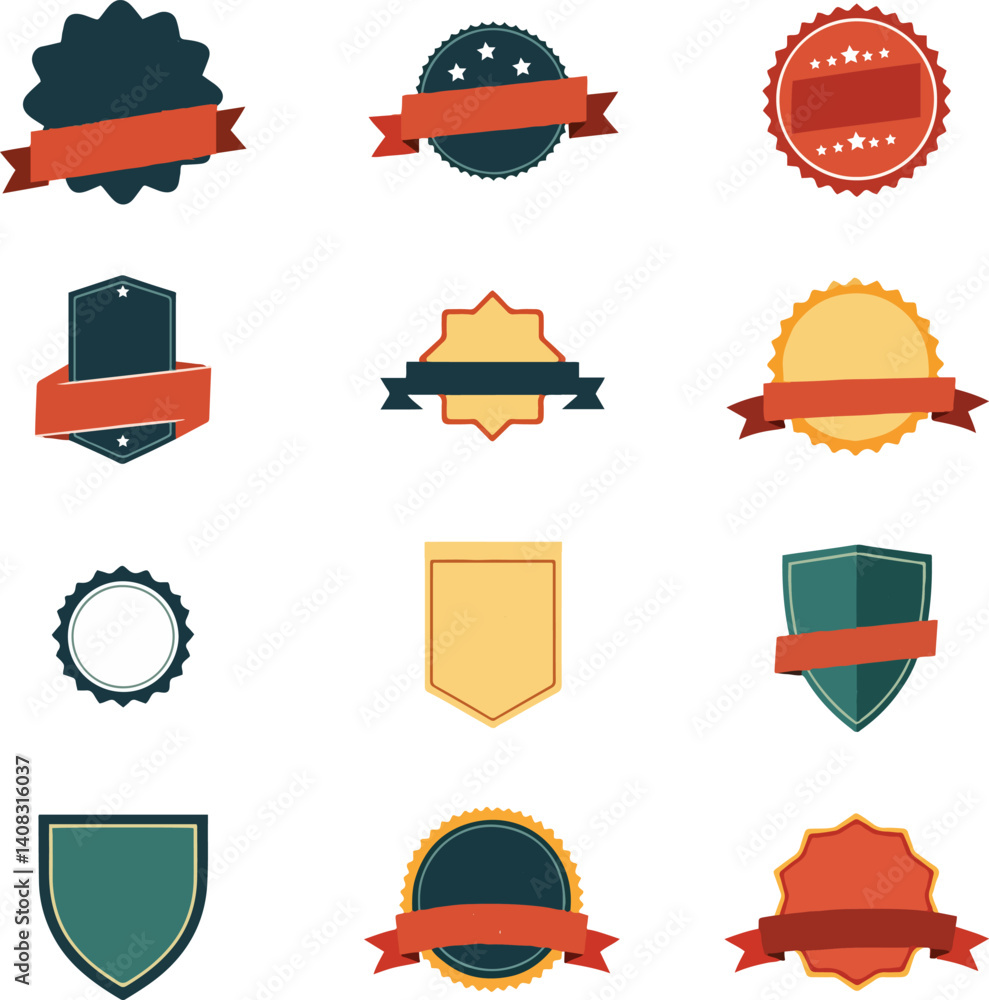 Collection of Badges, Labels and Emblems Sign Vector Flat Design Illustrations Isolate on White Background Collection of Badges, Labels and Emblems Sign Vector Flat Design Illustrations Isolate on White Background