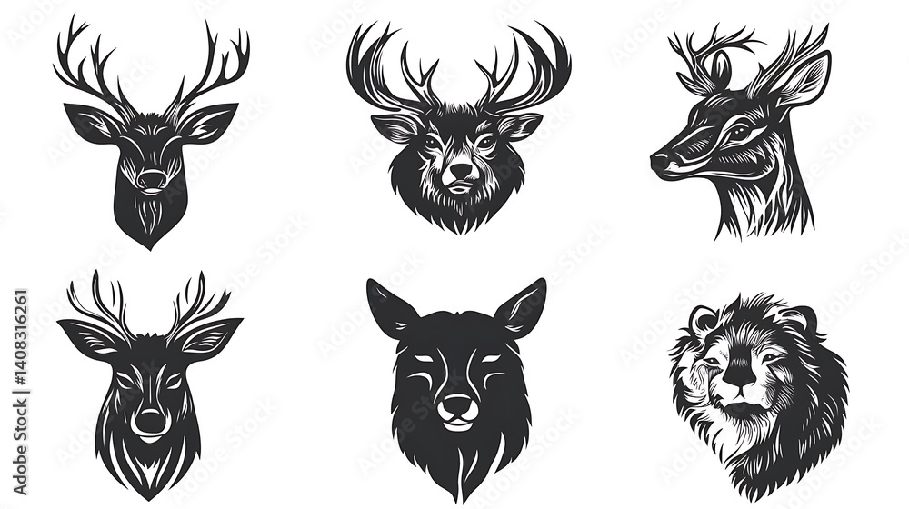 Fototapeta premium Wildlife animal logo design in black vector images
