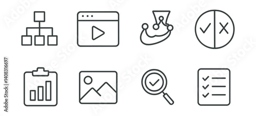 Line vector icons of testing frameworks: unit test, test runner, Jest logo, pass/fail badge, test coverage, snapshot test, assertion icon, test suite.