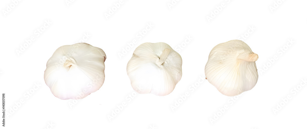 Fototapeta premium set of three garlic isolated on white background