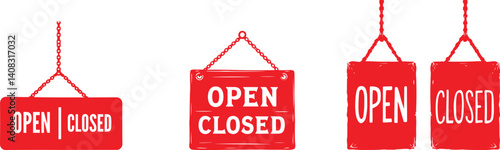 Set of open and closed Signs for shops and businesses vector illustration