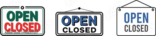Set of open and closed Signs for shops and businesses vector illustration
