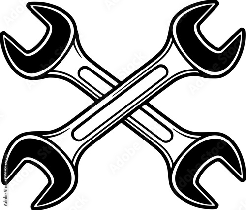 Crossed wrenches symbolizing repair tools for mechanics and handymen in a workshop setting
