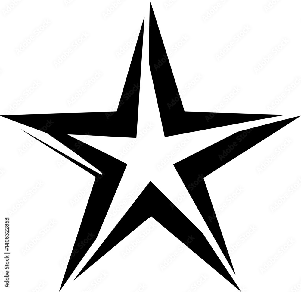 Fototapeta premium Black outlined star icon with five points, ideal for design and decorative purposes. 