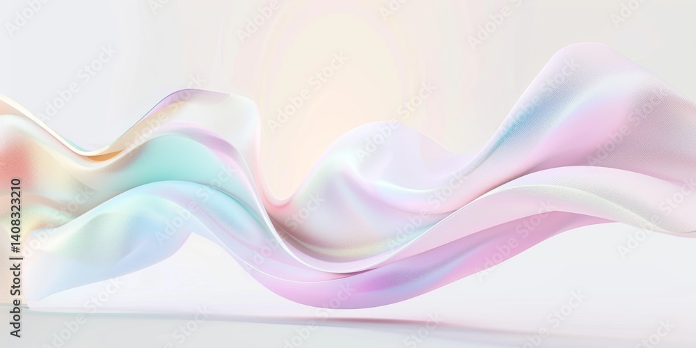 Fototapeta premium Fluid Fabrics: A dreamy display of swirling fabrics in soft pastel hues, gracefully dancing across the frame, evokes a sense of serenity and elegance. 