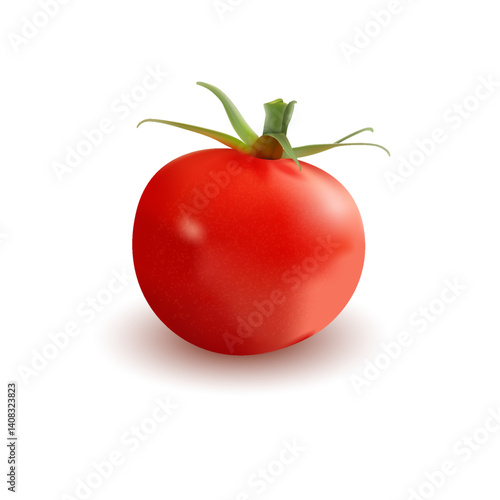 Fresh and ripe red tomatoes isolated on white background 