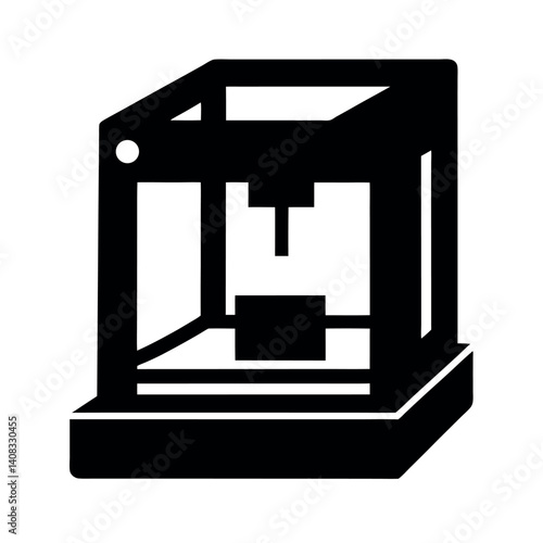 3D Printer Specialized Tech Equipment Vector Silhouette