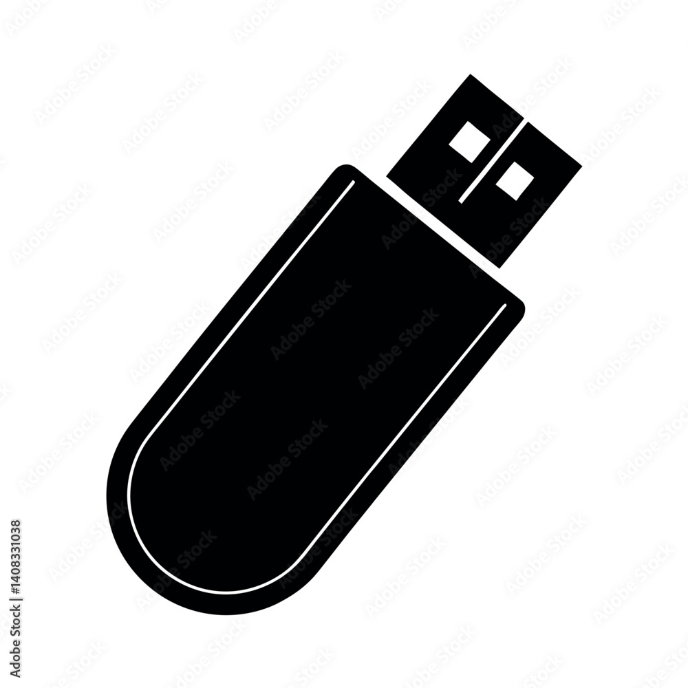 USB Storage Drive Vector Silhouette Design USB Storage Drive Vector Silhouette Design