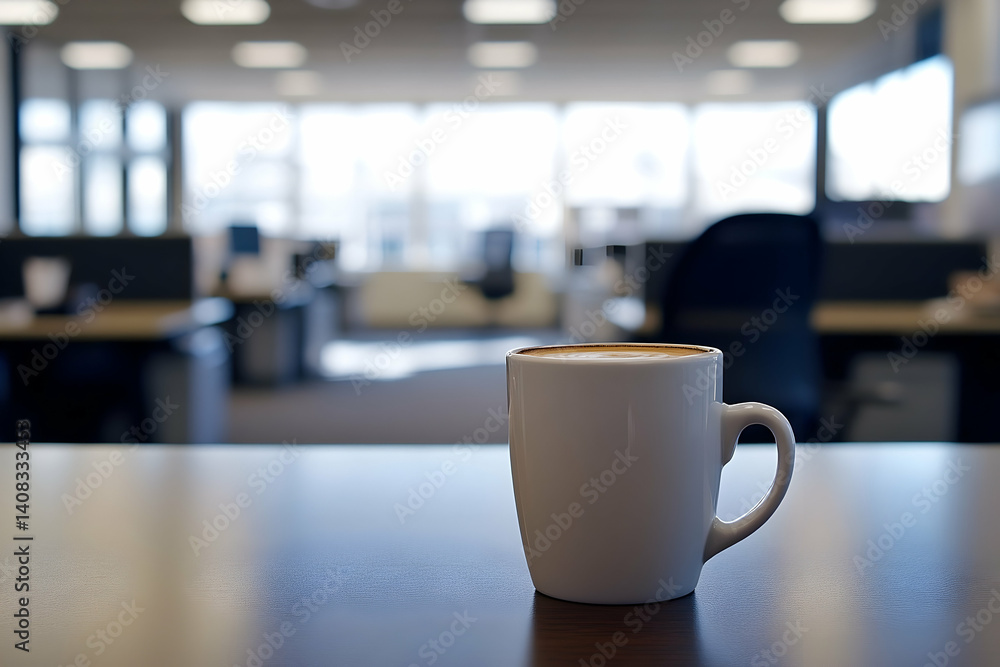 Modern workspace coffee break scene. Modern workspace coffee break scene.