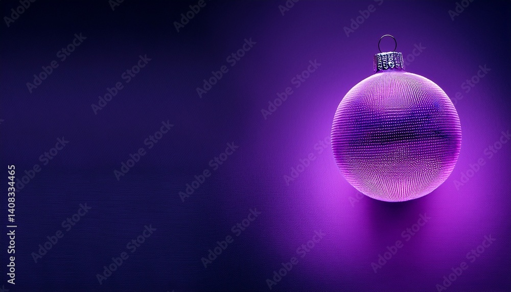 Fototapeta premium Elegant Purple Christmas Ornament on Deep Blue Background Festive Holiday Decoration