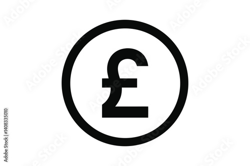 Black Pound Sterling Icon Minimalist Currency Symbol