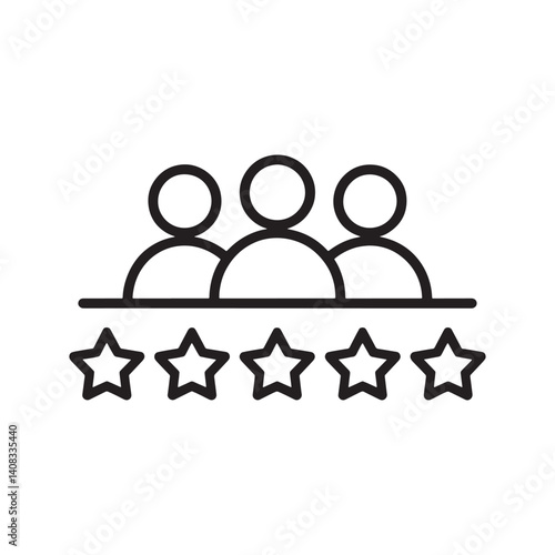 Group of People with Five-Star Rating Icon Editable Vector Illustration Isolated on a White Background