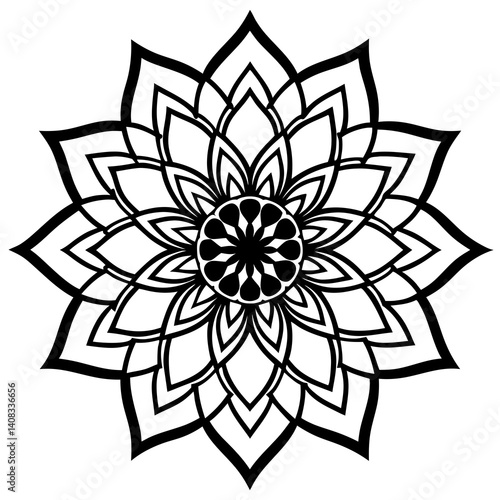 Minimal Contrast Mandala Vector Illustration on White Background