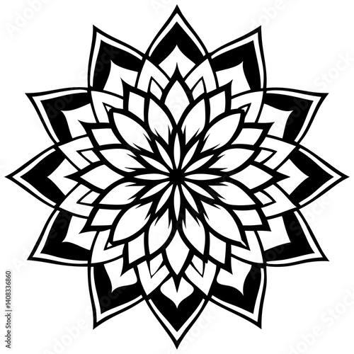 Minimal Contrast Mandala Vector Illustration on White Background
