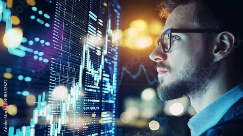 Wallpaper Mural A team evaluates a trading algorithm in a sleek, contemporary tech office setting. Torontodigital.ca