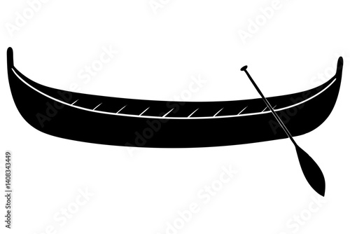 Silhouette of a canoe with paddle vector