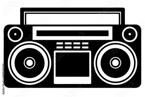 Black and white boombox silhouette vector