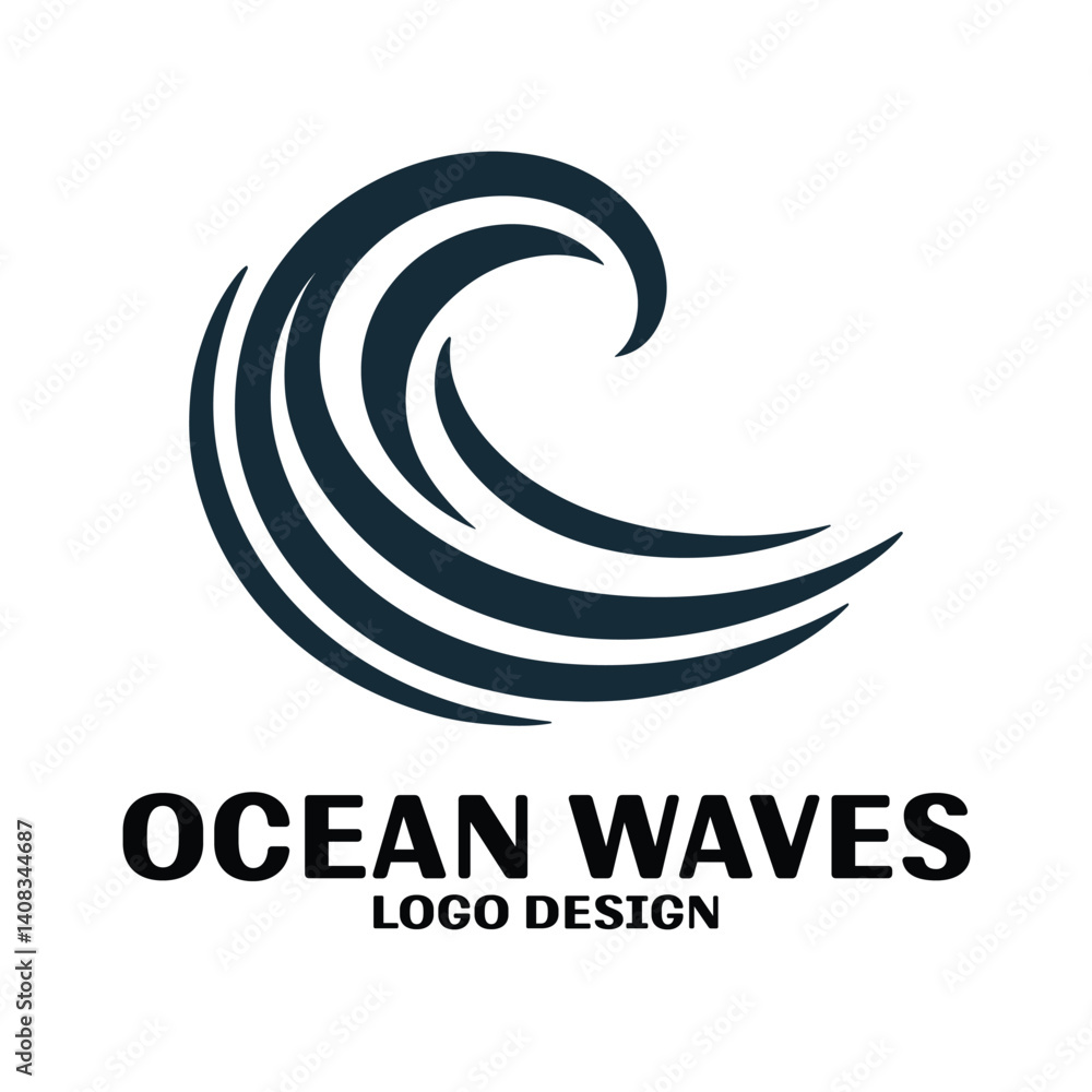 Fototapeta premium Ocean Waves Vector Logo Design