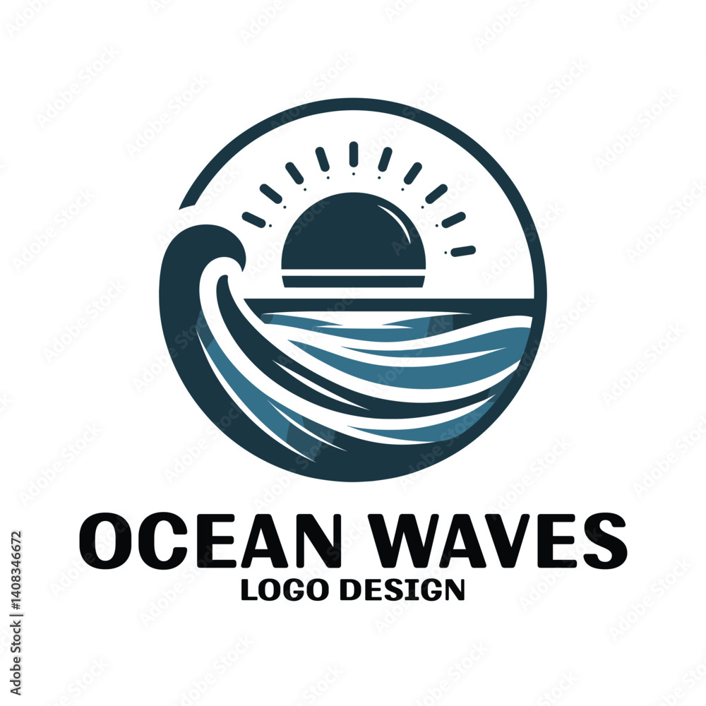 Obraz premium Ocean Waves Vector Logo Design