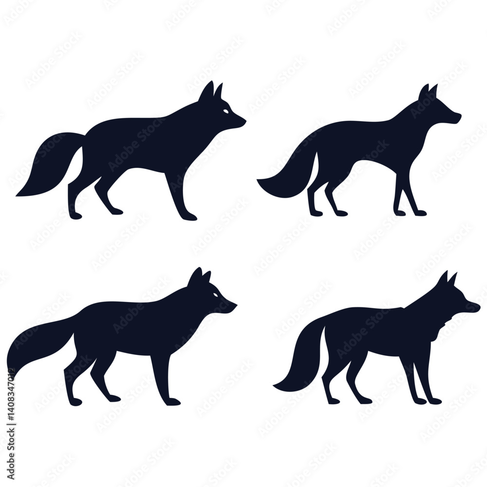 Fox Silhouette Vector Set - Clean Minimalist Animal Icons for Branding Fox Silhouette Vector Set - Clean Minimalist Animal Icons for Branding